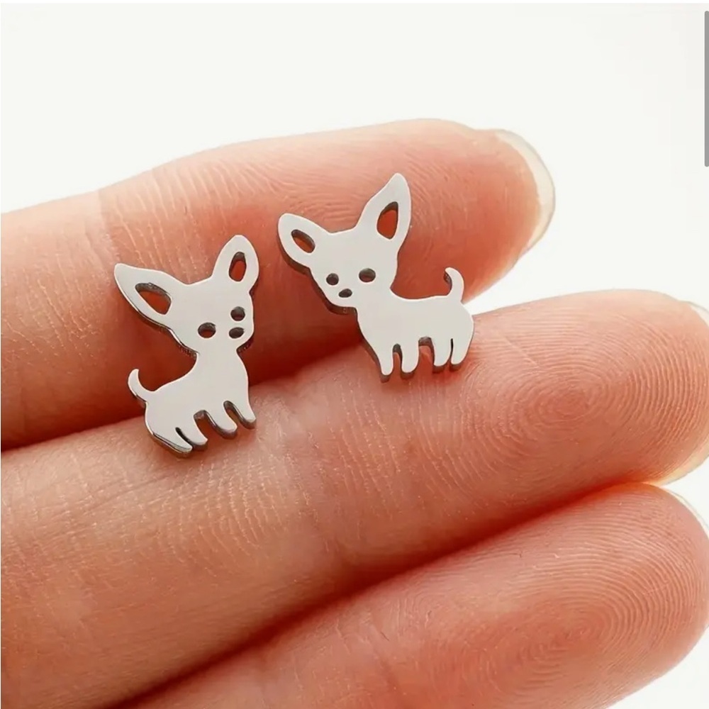 Cute Chihuahua Dog Stud Earrings stainless steel. Various colours available